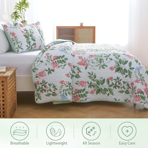 Heymybed Green Quilt Set Queen Size 3 Piece