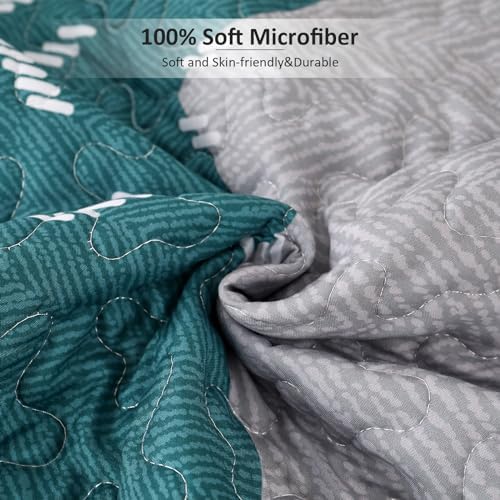Dintszyayue Teal Boho Quilt Set 3 Pieces King Size