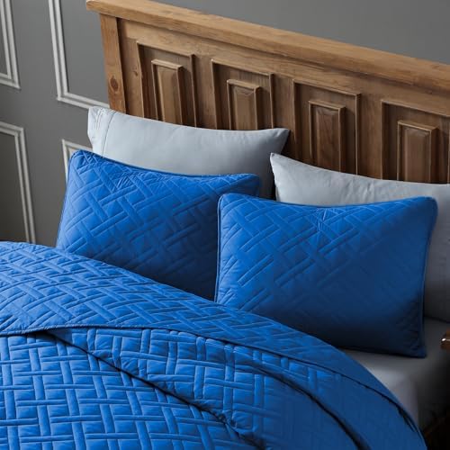 ClevaHome Queen Size Quilt Set with Diamond Pattern