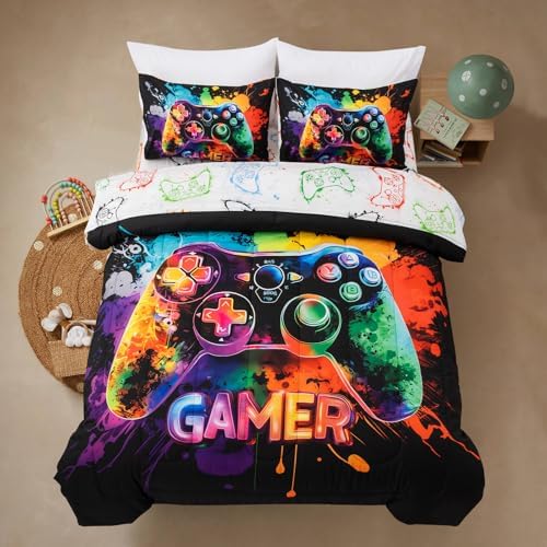 A Nice Night Boys Twin Size Game Console Comforter Set