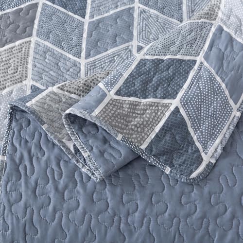 SLPR Blue Gray Chevron Quilt Set Twin