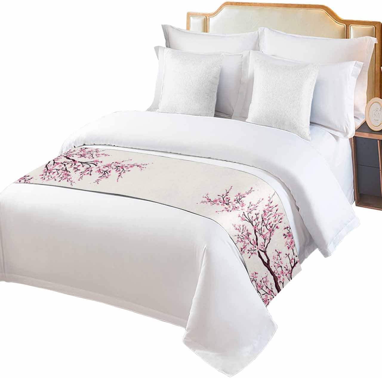 Cherry Blossom Bed Runner Scarf 71x20in Pink Design