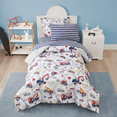Truck Twin Comforter Set for Boys 5 Piece