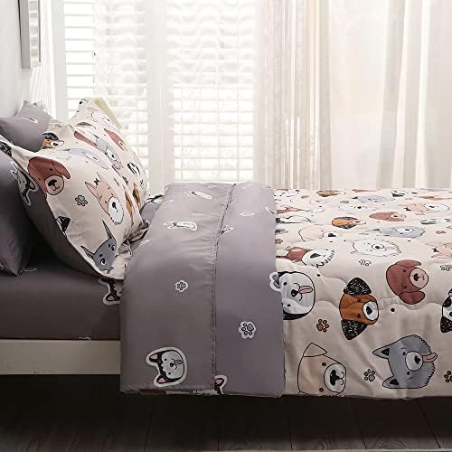 Gusuhome 7 Piece Kids Dog Comforter Set Twin Size