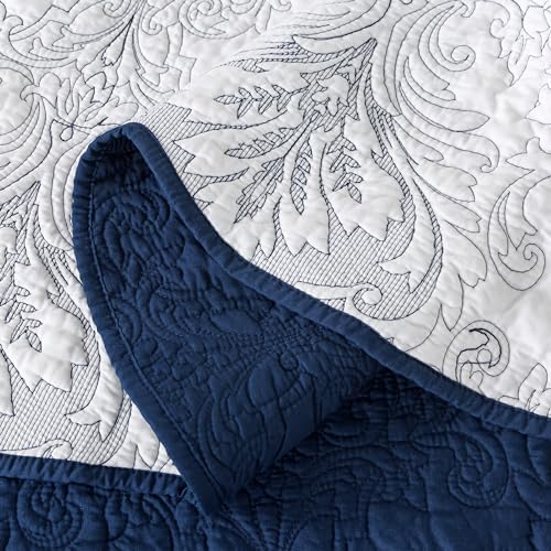 HoneiLife King Quilt Set - Navy Microfiber Bedding 3-Piece