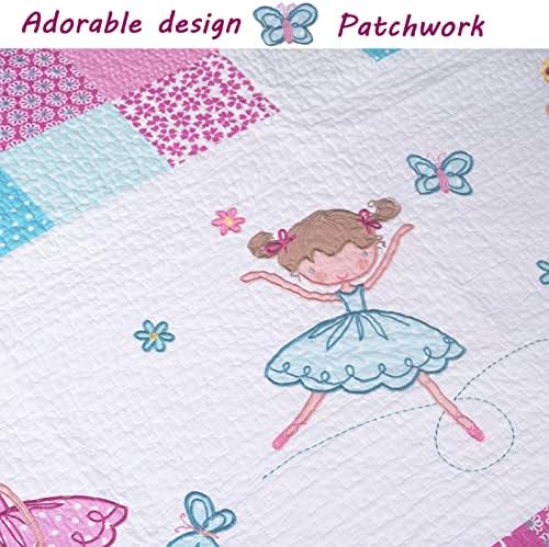Cozy Line Little Dancer Butterfly Floral Quilt Bedding Set Twin - 7 Piece