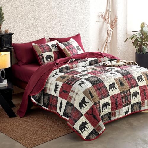 Wake In Cloud Rustic Quilt Set QueenFull 3 Pieces