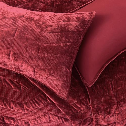 SHALALA Velvet Quilt Set King Size with Geometric Design