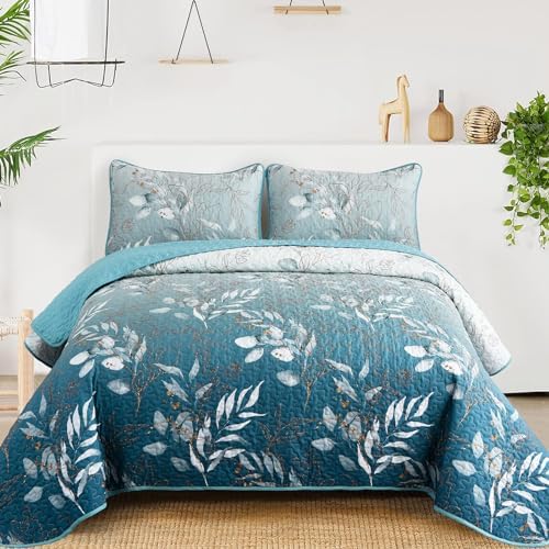 Anibedding Gradient Blue Queen Quilt Set 3-Piece