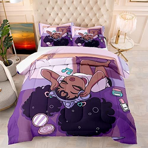 African American Black Girl Comforter Set Twin Size 1