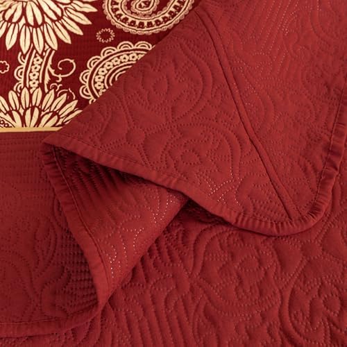Sophia William Red Quilt Set Cal-King 3-Piece