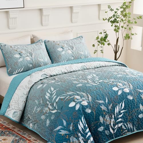 Anibedding Gradient Blue Queen Quilt Set 3-Piece