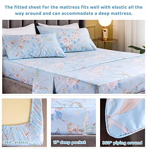 QSH Cal King 100 Cotton Floral Sheet Set