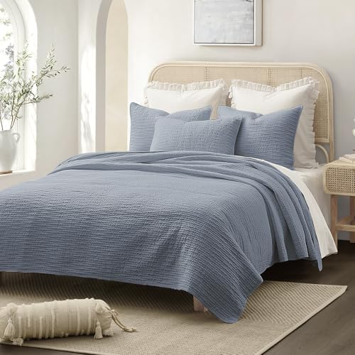 Wonderful Natural Linen-Cotton Wave Stitched Queen Quilt