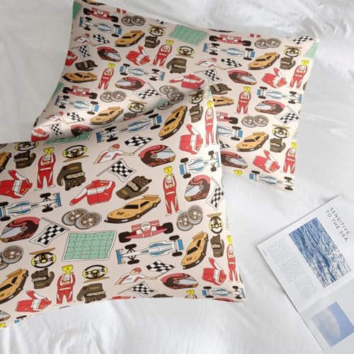 Pamnest Race Car Comforter Set Queen Size 7 Pcs
