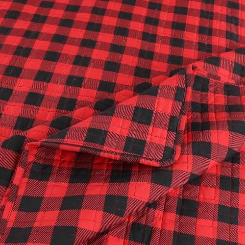 MarCielo 3 Piece Christmas Quilt Set Buffalo Red Queen