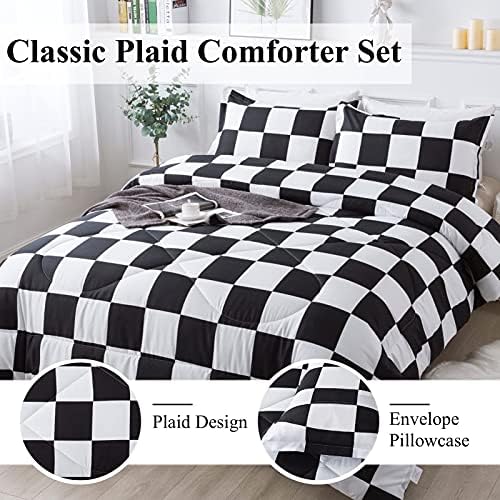 Andency Checkered Comforter Queen Set 3 Pieces