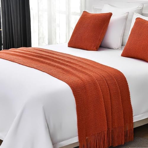 JONKMY Orange Bed Runner Scarf Bedspread