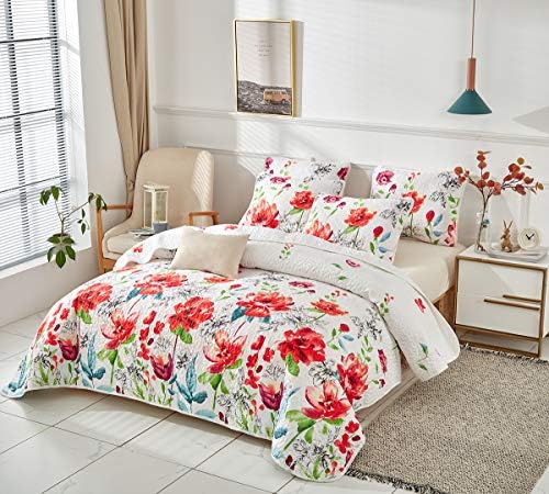 UOZZI BEDDING 3-Piece Queen Reversible Quilt Set