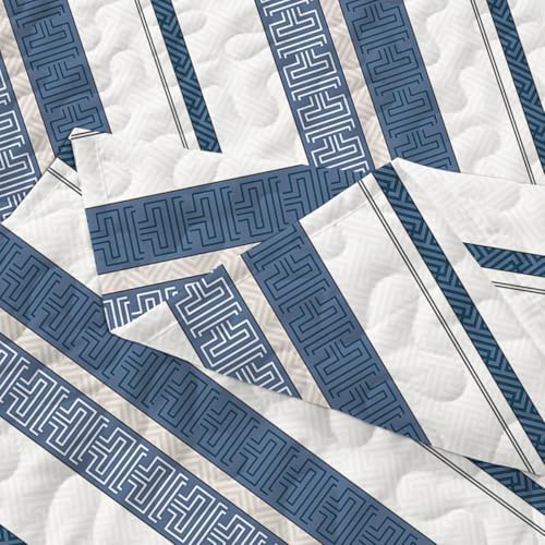 SANOCAY Boho Stripe Reversible Quilt Set 3-Piece
