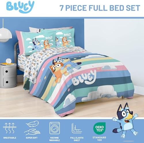 Jay Franco Bluey 7 Piece Comforter Set for Kids