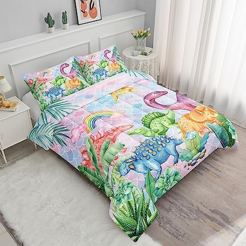 Dinosaur Rainbow Comforter Set for Kids 1