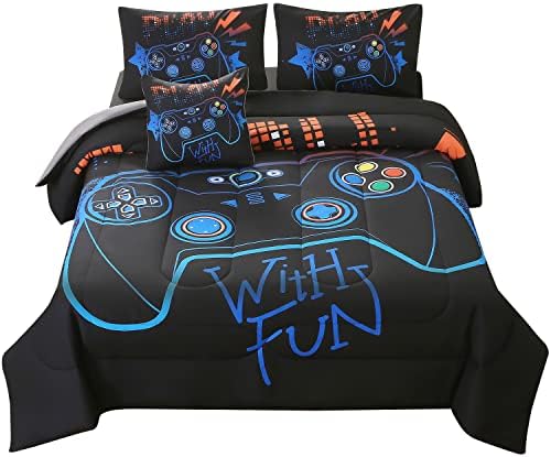 JQinHome Twin Gaming Comforter Set - 6 Piece Bed in a Bag