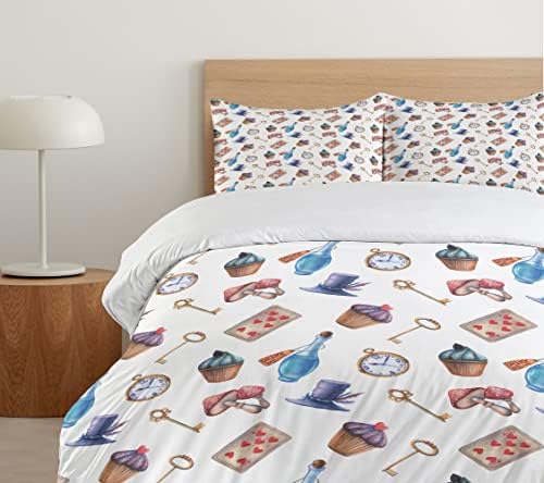 Ambesonne Alice in Wonderland Duvet Cover Set Ceil Blue