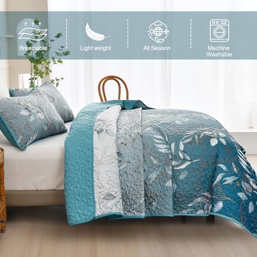 Anibedding Gradient Blue Queen Quilt Set 3-Piece