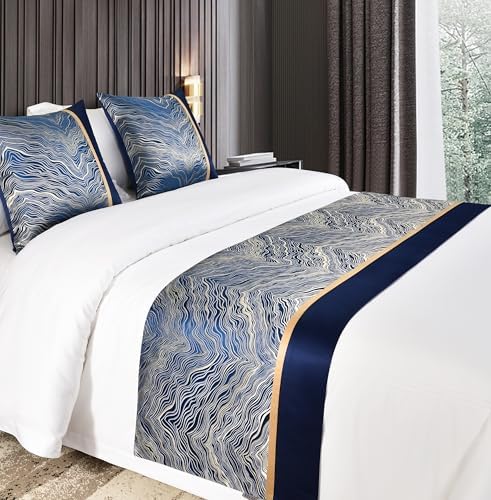 Bed Runner Scarf 240X50cm Blue for Queen Size