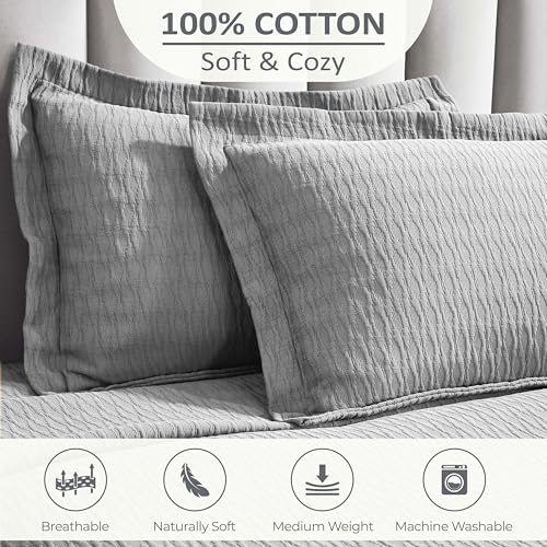 Superior 3 Piece Cotton Bedspread Set Grey