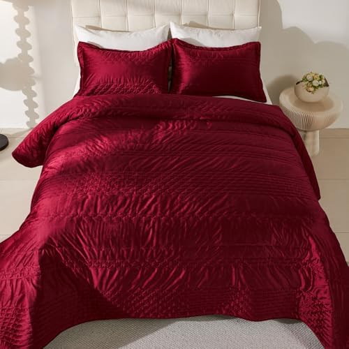 EVENHUG Velvet Quilt Set Queen Size
