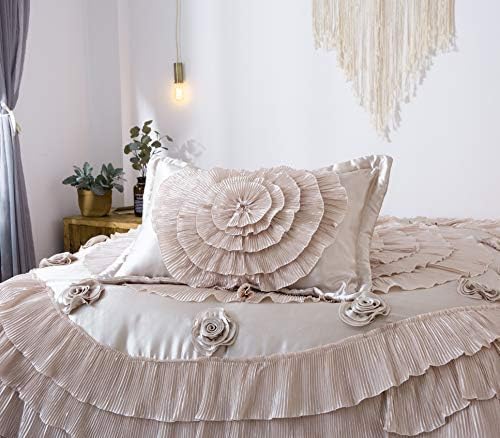 Tache Satin Ruffle Floral Comforter Set California King
