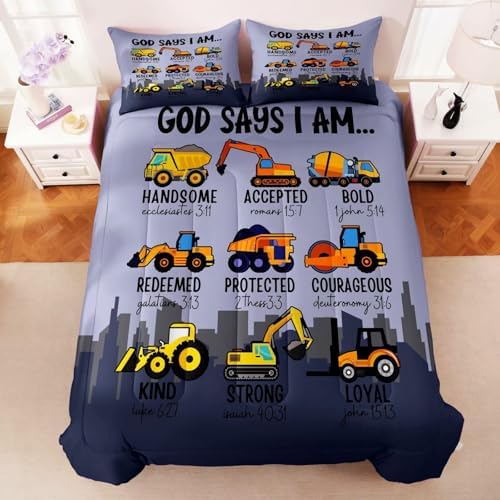GRAT TIOC Construction Truck Comforter Set Twin Size