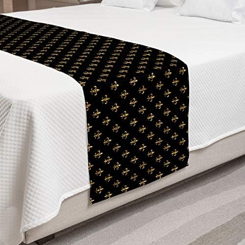 Ambesonne Fleur De Lis Bed Runner - 104x195 Yellow Black