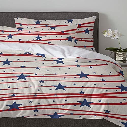 OComster 4th of July Cal King Duvet Cover Set