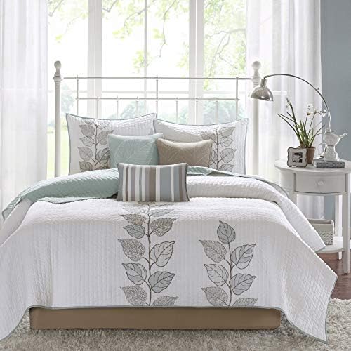 Madison Park Caelie Quilt Leaf Blue 6 Piece Set