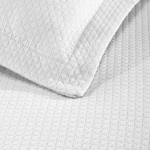 Superior Solitaire Cotton 2 Piece Bedspread Set Twin White
