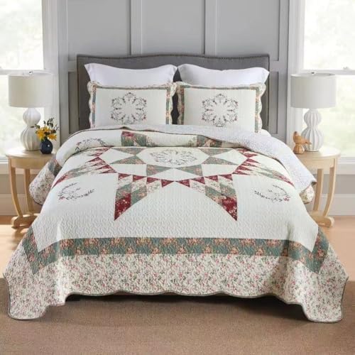 Cotton Bedspread Quilt Set 3 Pieces Reversible King Size