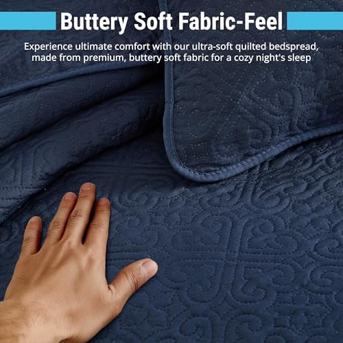 HLCME Lorenzo - 3 Piece King Quilt Set Navy Blue