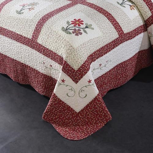 Vctops Christmas Red Quilt Set with 2 Pillow Shams