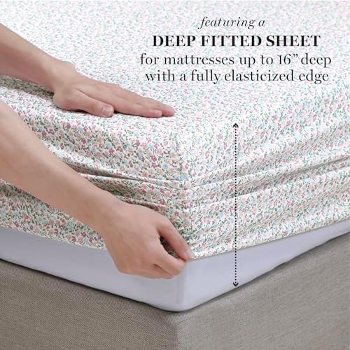 Martha Stewart Ultra Soft Microfiber 4 Piece King Sheet Set Pink Blue