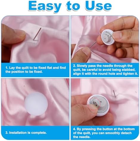 20pcs Duvet Clips with Mushroom Buttons and Iron Nails