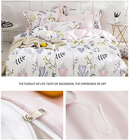 BuLuTu 3 Piece Floral Love Print Duvet Cover Set