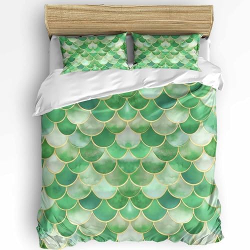 3-Piece Bedding Set with Zipper Closure and Abstract Ocean Pattern