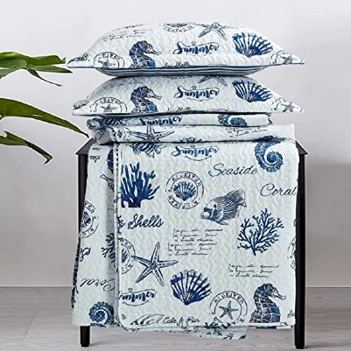 Royal Tradition Seaside Sea Shells Reversible Quilt Set