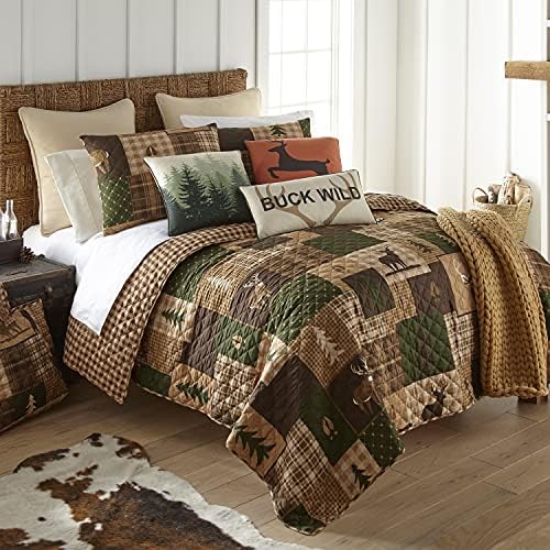 Donna Sharp Queen Full Bedding Set - 3 Piece Green Forest Lodge