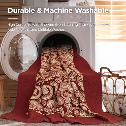 Sophia William Red Quilt Set Cal-King 3-Piece