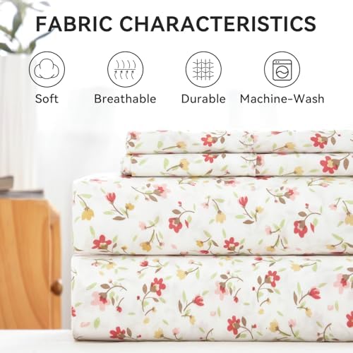 ILVOE California King Sheet Set 4 Piece Floral Microfiber