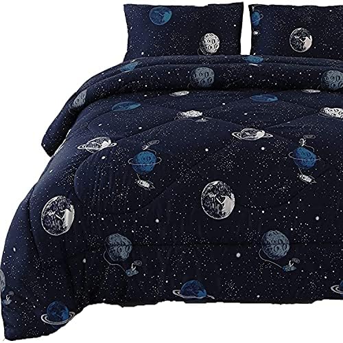 ENJOHOS Galaxy Comforter Set Twin Size 3Pcs Space Bedding